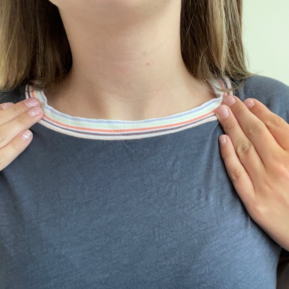 DARK GREY TEE WITH STRIPES- FROM LOFT - Picture 3 of 8